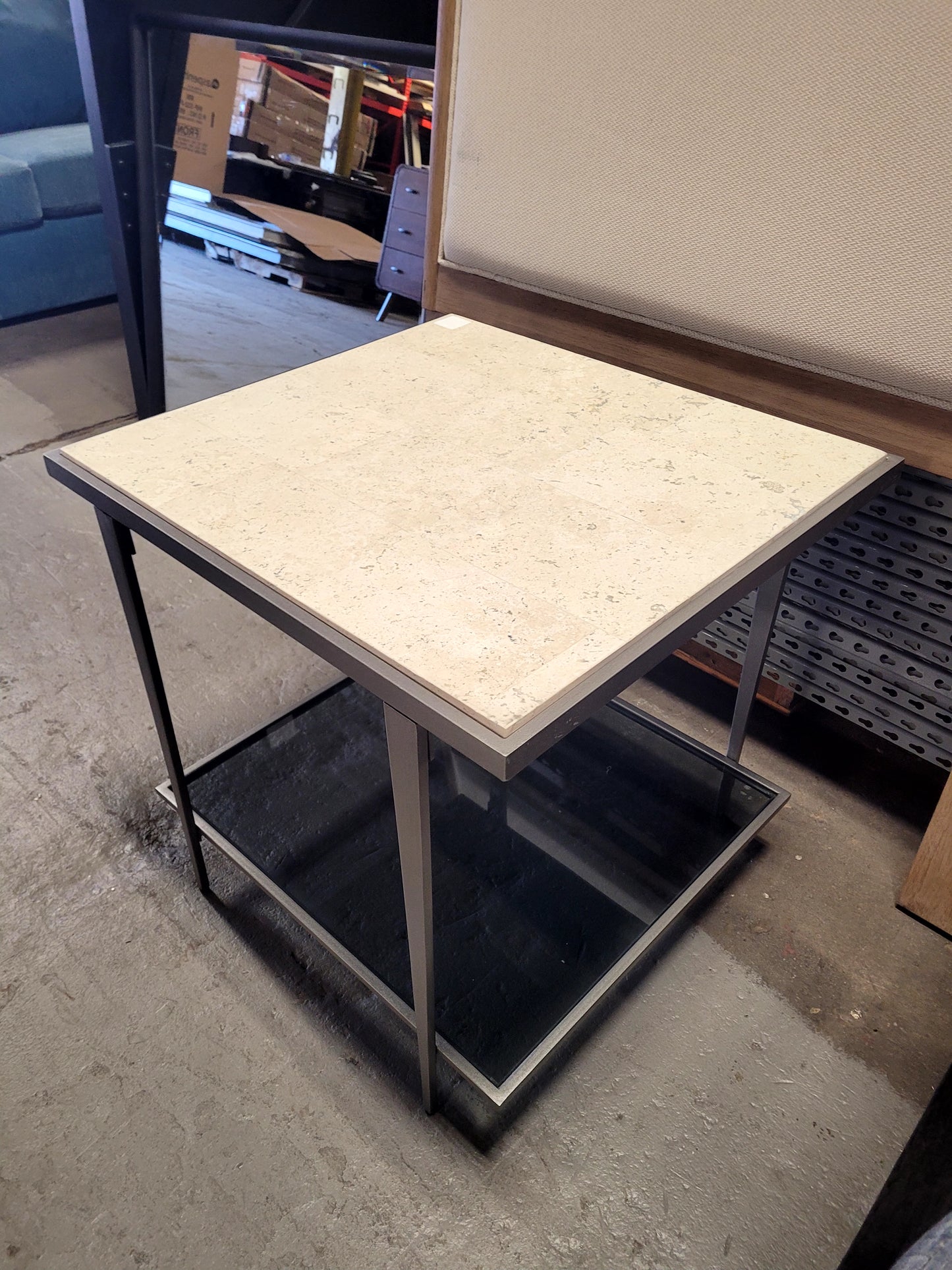 Contemporary Rectangle End Table with Shelf
