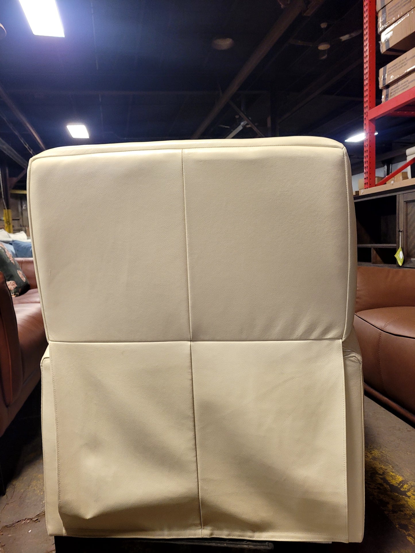 Myia Tufted Back Leather Recliner (off white)