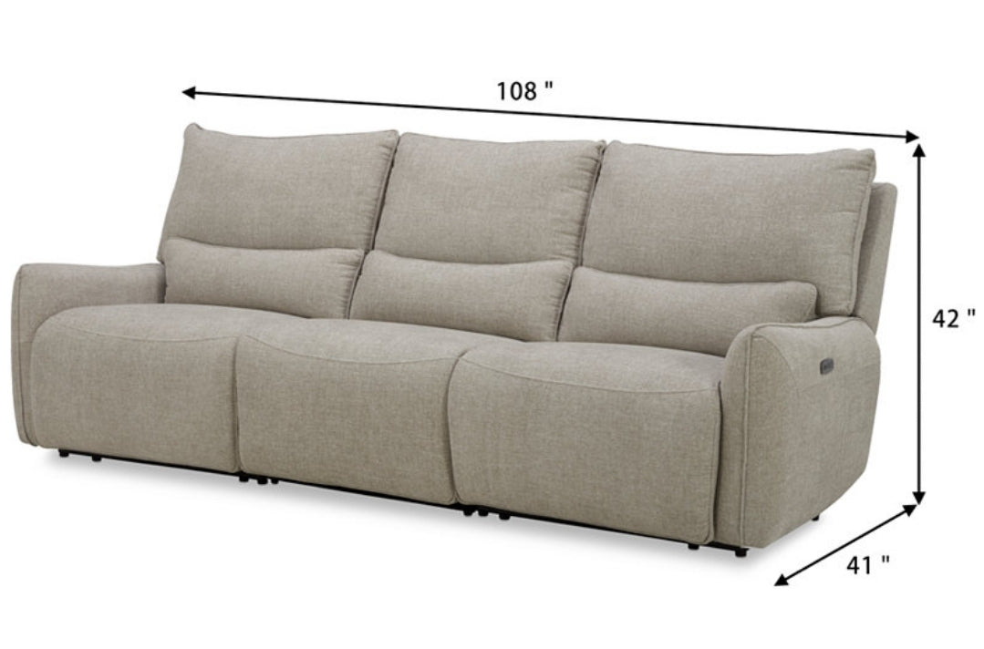 Olper 3-Pc. Fabric Zero Wall Sectional Sofa w/ 3 power recliners