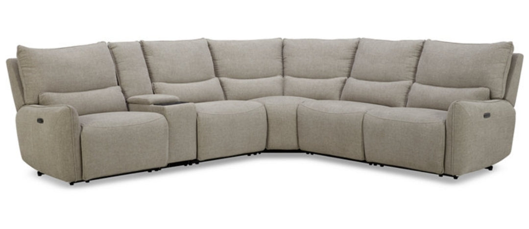 Olper 5-Pc. Fabric Zero Wall Sectional Sofa with Two
Power Motion Pieces (Sand)