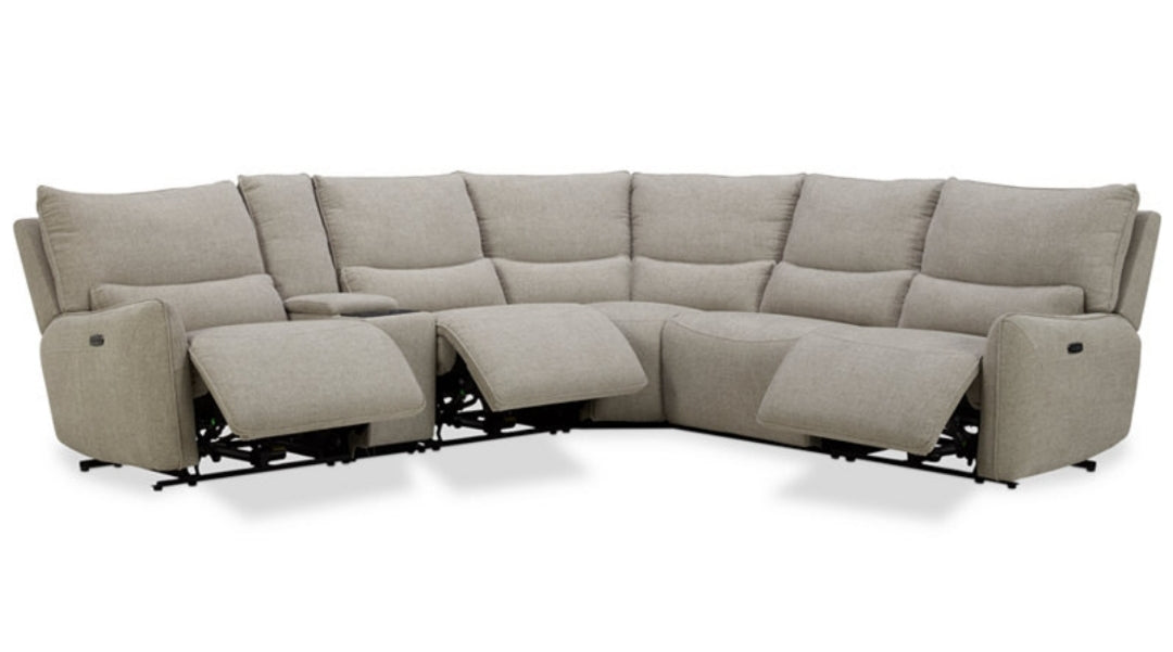 Olper 5-Pc. Fabric Zero Wall Sectional Sofa with Two
Power Motion Pieces (Sand)