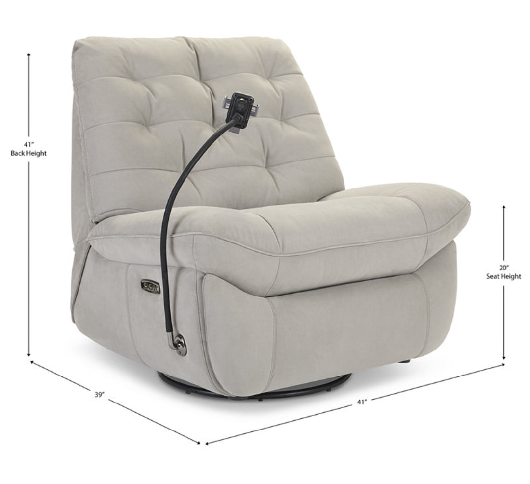 Bovell Fabric Power Swivel Glide Recliner (Light Grey)