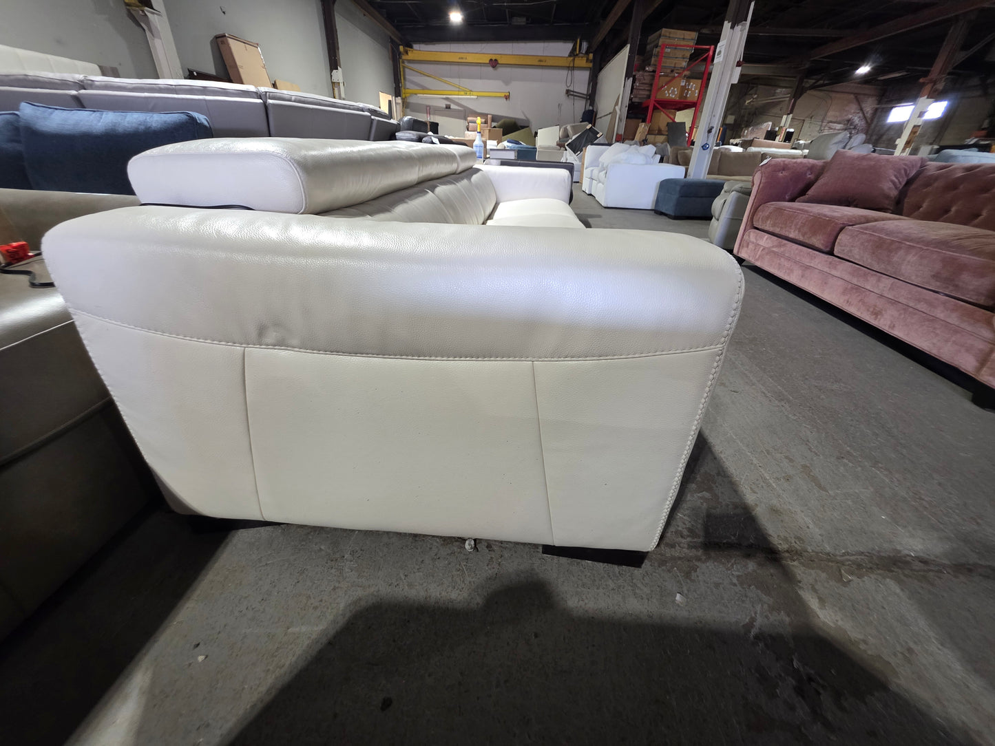 Rinan 3-pc. Leather Sectional with 2 Power Recliners (Cream)