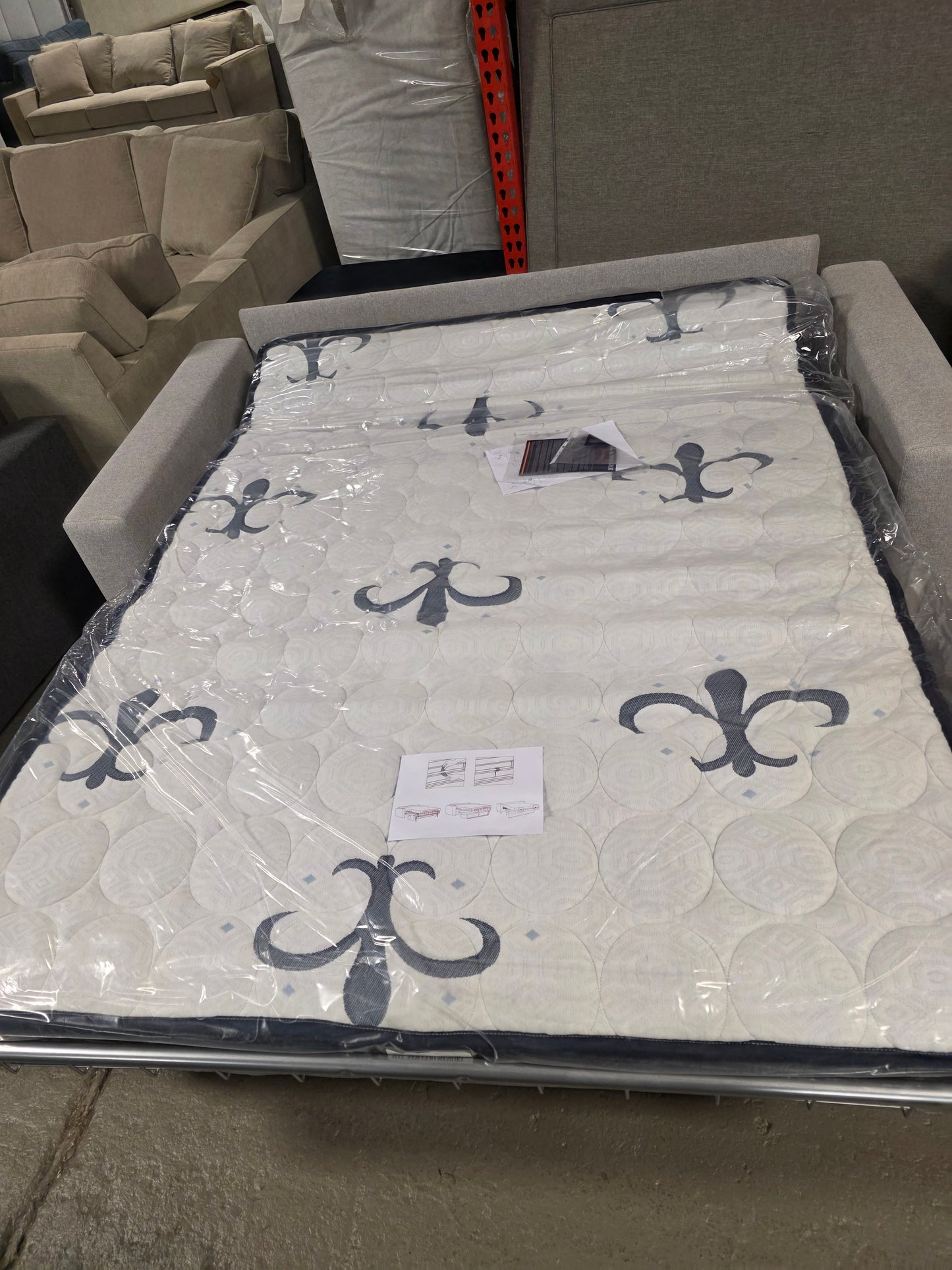 Giotto Full Fabric Sleeper Sofa (Silver)