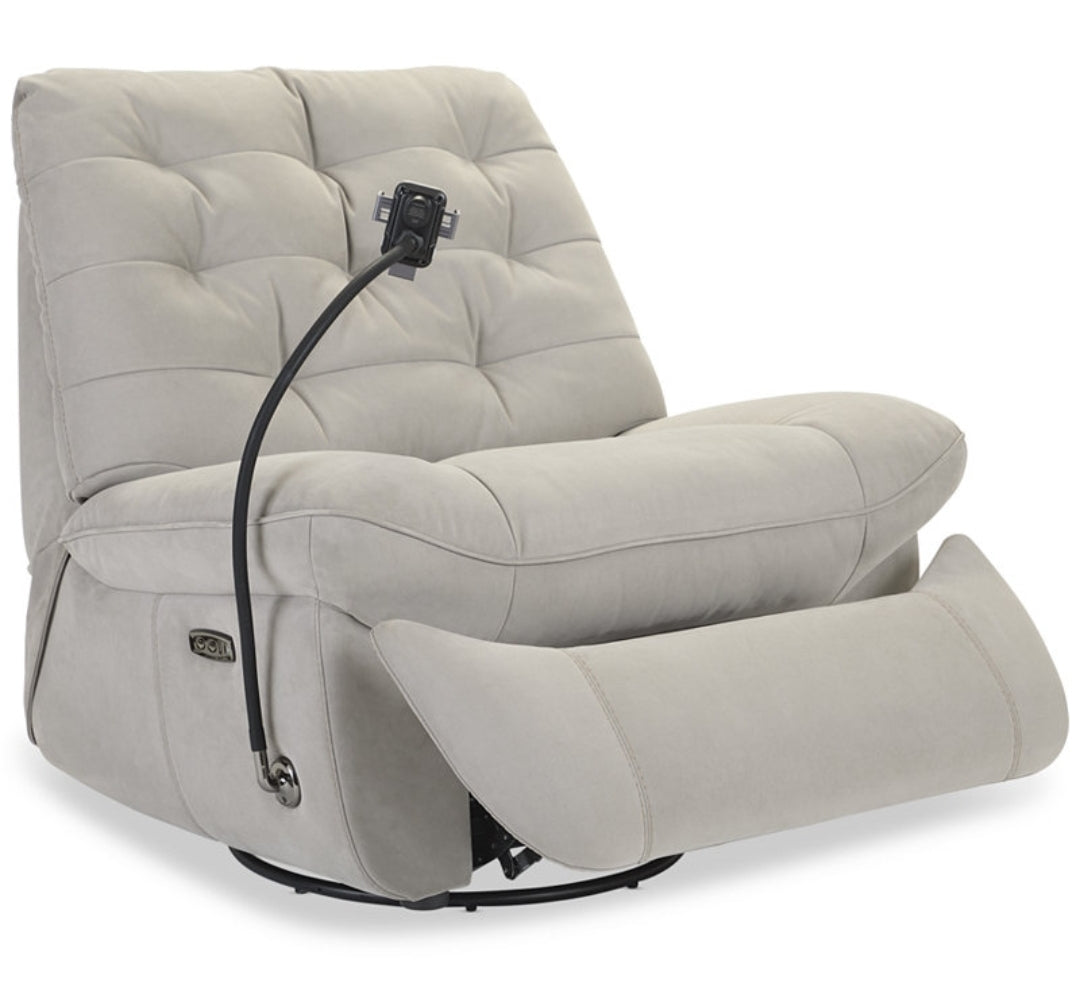 Bovell Fabric Power Swivel Glide Recliner (Light Grey)