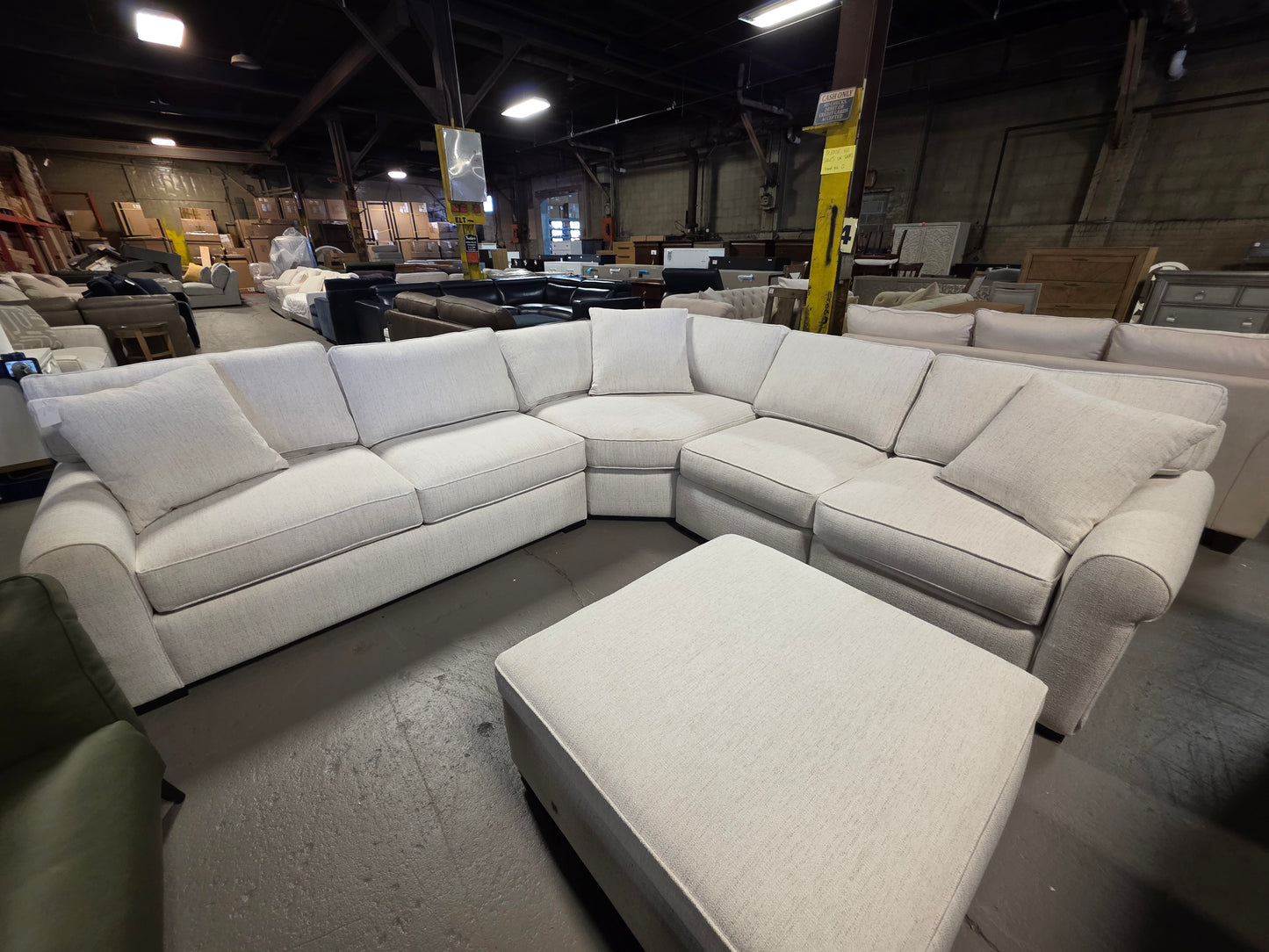 Radley Roll Arm Fabric Sectional Sofa Bed (Natural)