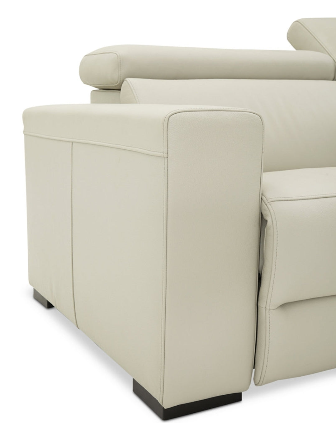 Nevio Leather Power Reclining Sectional Sofa with Articulating Headrests (Argento Stone Ivory)