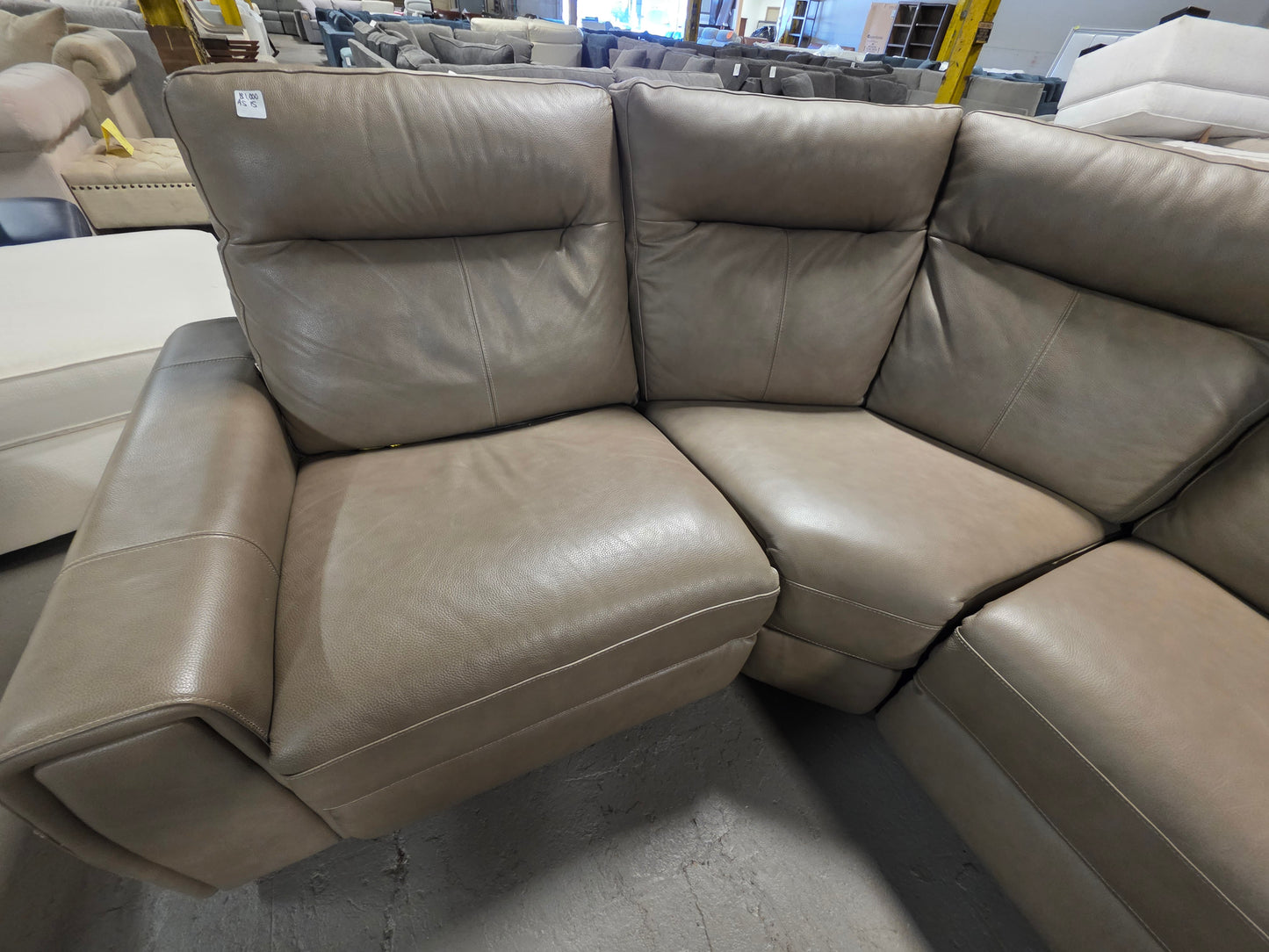 5-Pc. Leather Sectional with 3 Power Recliners (Taupe)