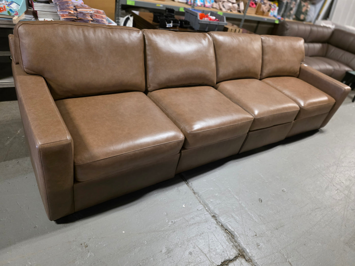 Radley Leather 4-Pc. Sectional Sofa (Light Tan)