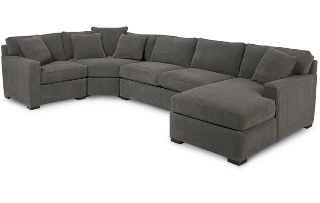 Radley 4-Pc. Fabric Chaise Sectional Sofa with Wedge Piece (Heavenly Mocha Grey)