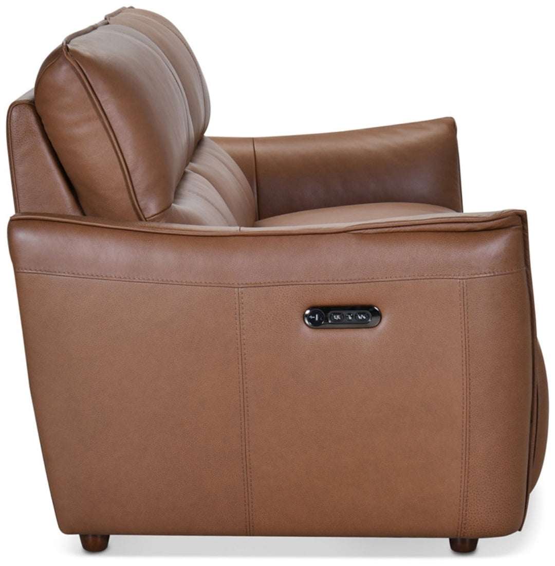 Polner 91" Leather Power Motion Sofa (Russet)