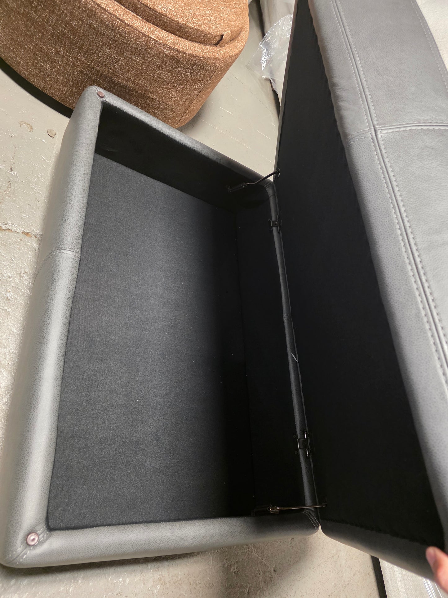 Tonie 43" Leather Storage Ottoman