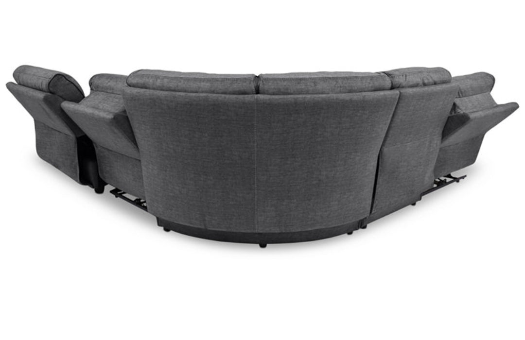 Hutchenson 5-Pc. Fabric Chaise Sectional with 2 Power Recliners (Moss)