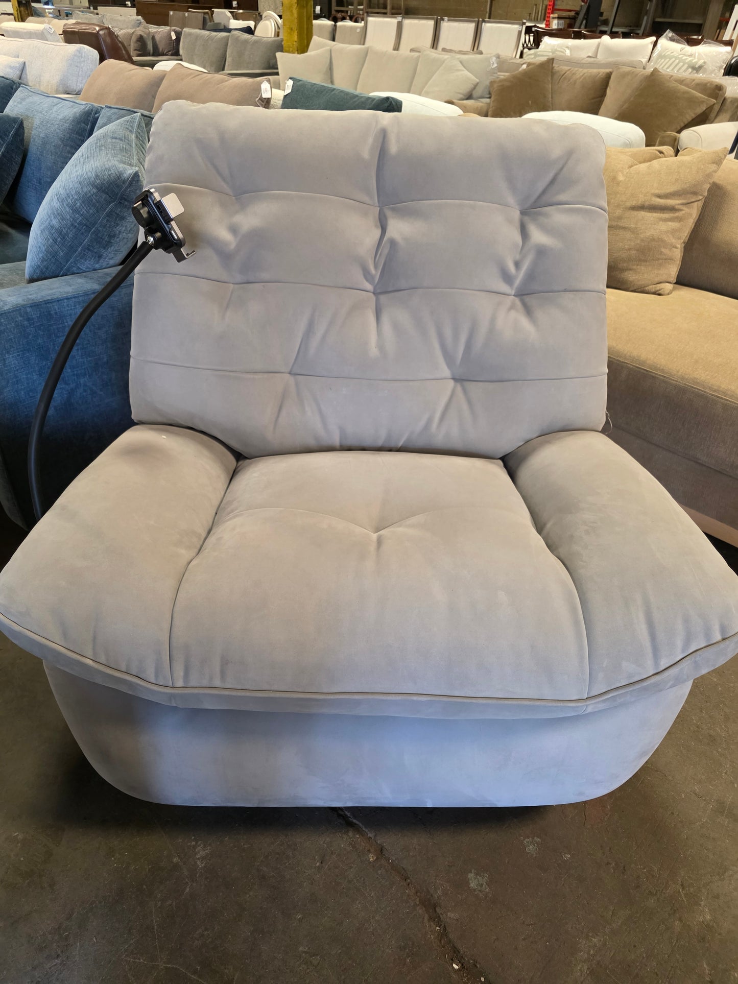 Bovell Fabric Power Swivel Glide Recliner (Light Grey)