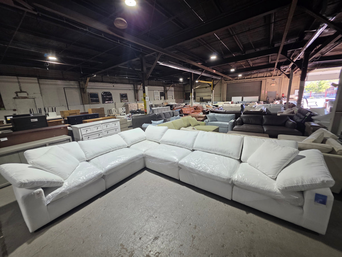 Fog 6-Pc. Fabric L-Sectional Sofa Set (White)