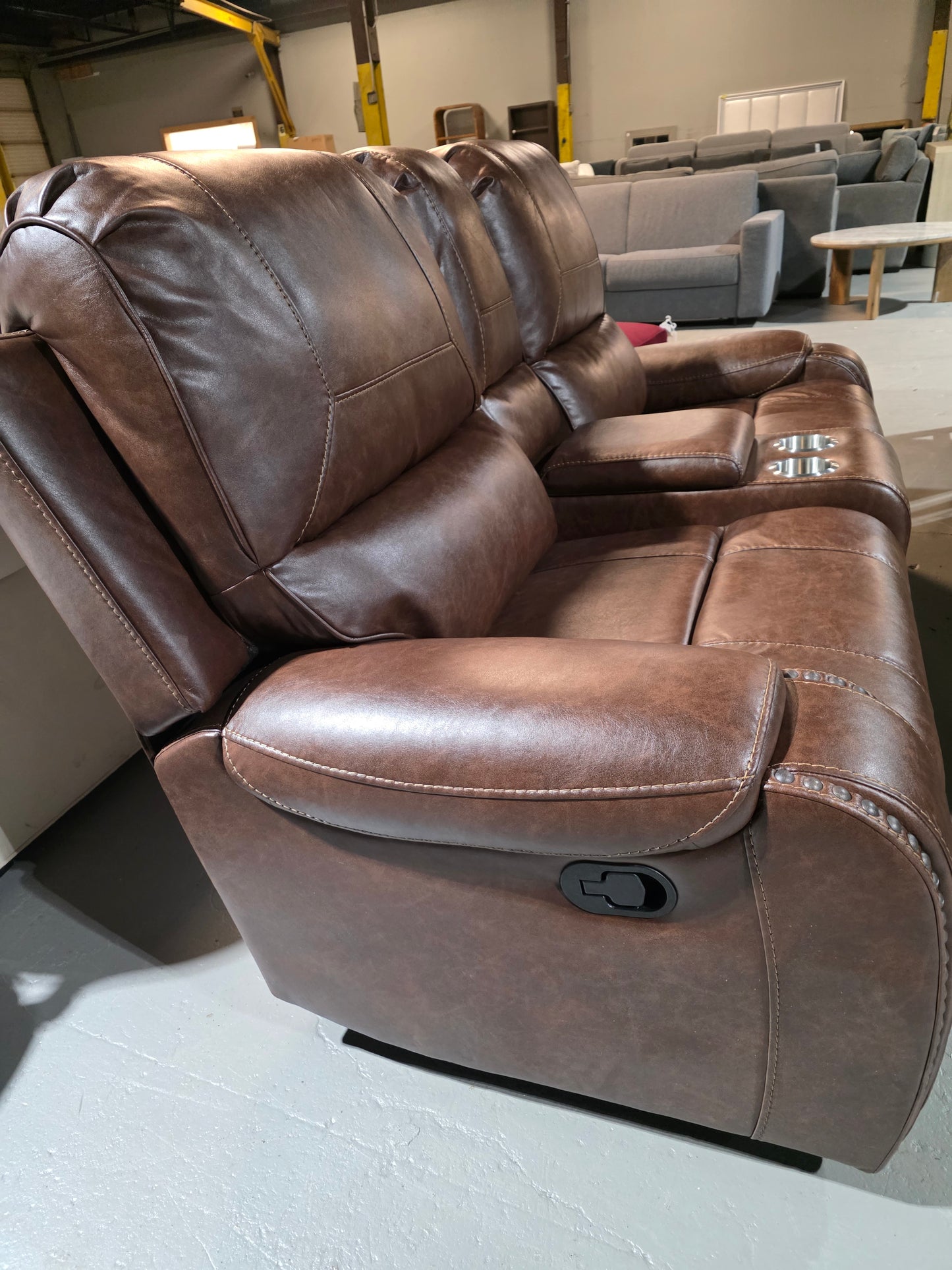 76 in. W Pillow Top Arm Faux Leather Rectangle 3-Piece Manual Reclining Sofa Set in Brown