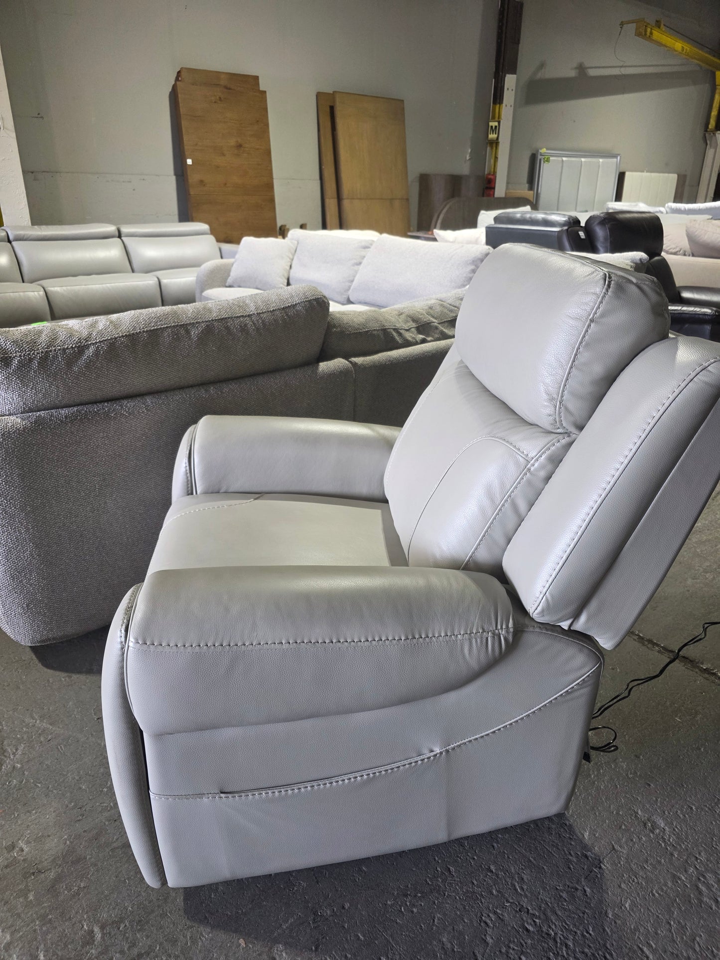 Grey Leather Recliner