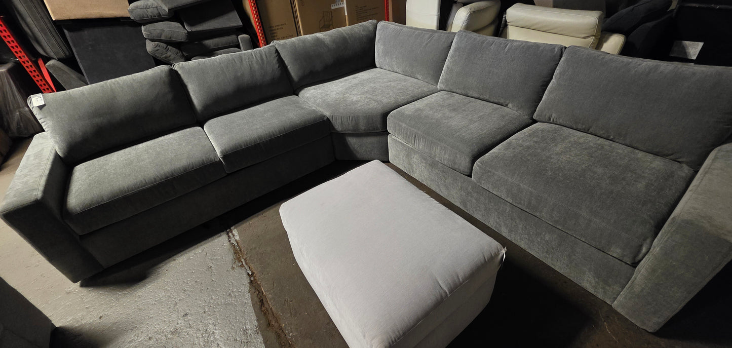 Grey 3-Pc. Fabric Sectional Sofa