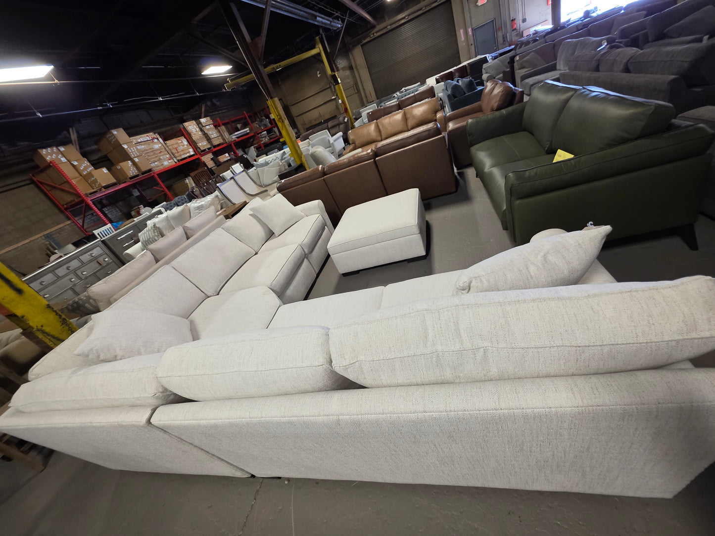 Radley Roll Arm Fabric Sectional Sofa Bed (Natural)