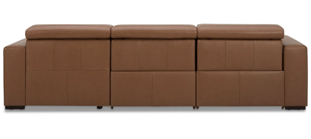 Nevio 115" 3-Pc. Leather Sectional with 1 power recliner (Butternut)