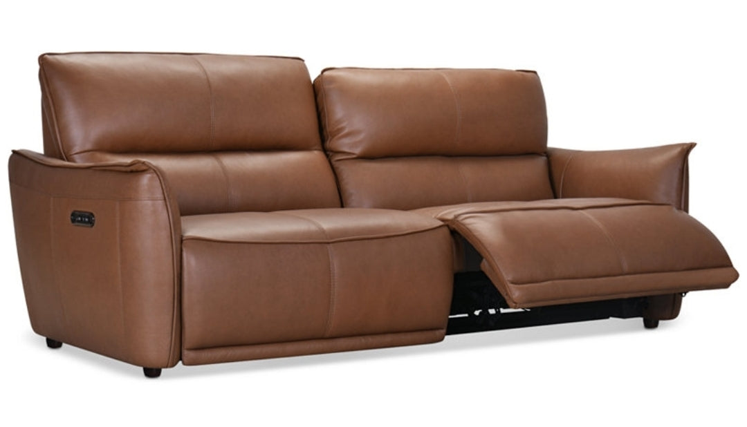 Polner 91" Leather Power Motion Sofa (Russet)
