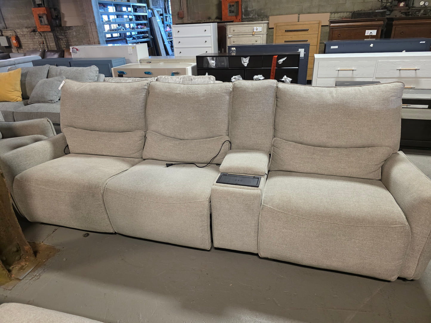 Olper 5-Pc. Fabric Zero Wall Sectional Sofa with Three
Power Motion Pieces (Sand)