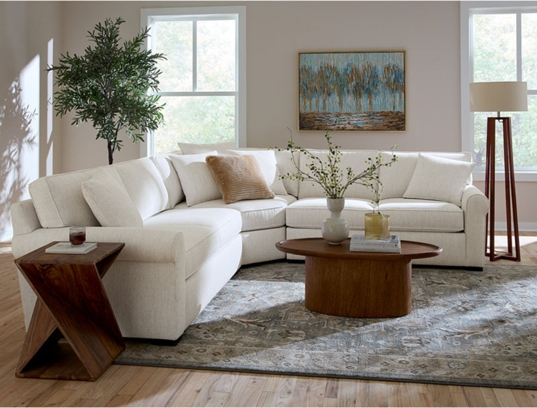 Radley Roll Arm Fabric Sectional Sofa Bed (Natural)