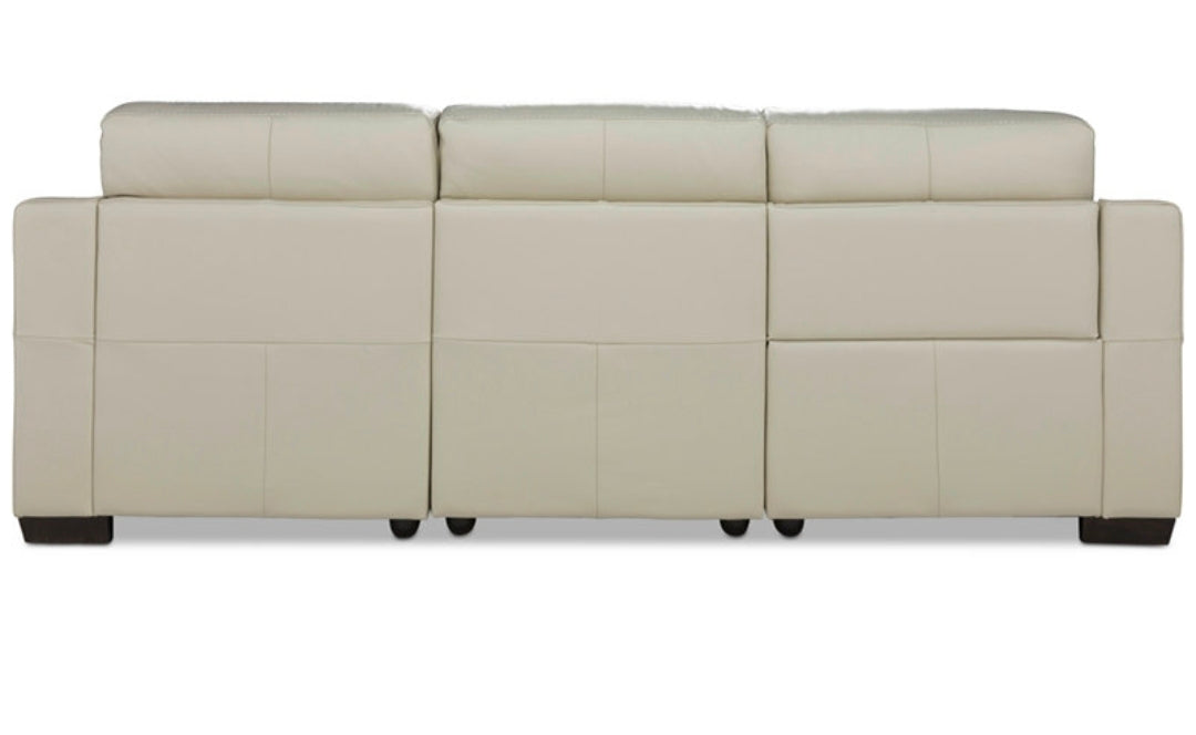 Julius I1 3-Pc. Leather Chaise Sectional with 1 Power Recliner (Sea Shell)