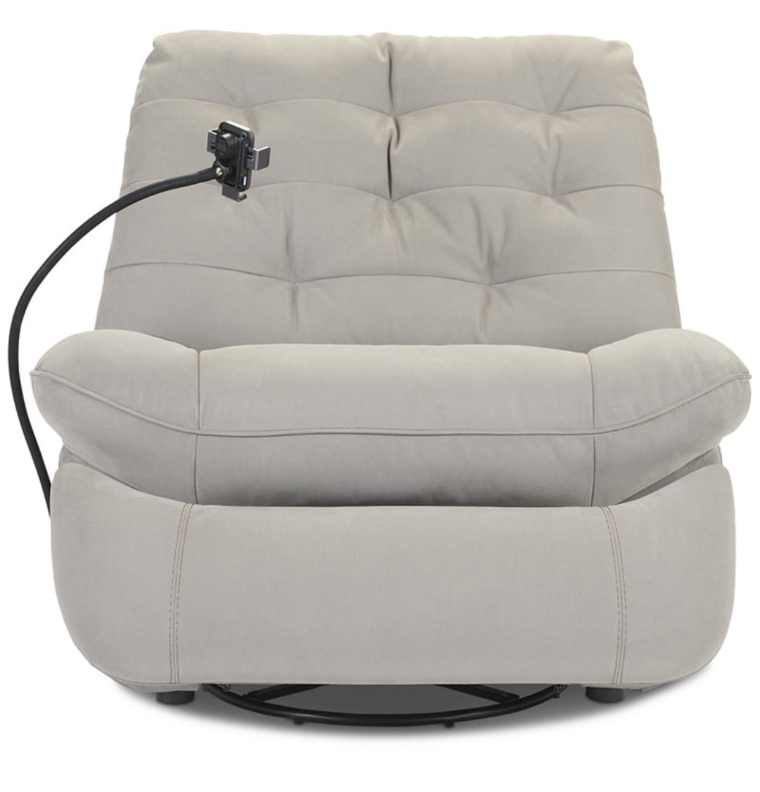 Bovell Fabric Power Swivel Glide Recliner (Light Grey)
