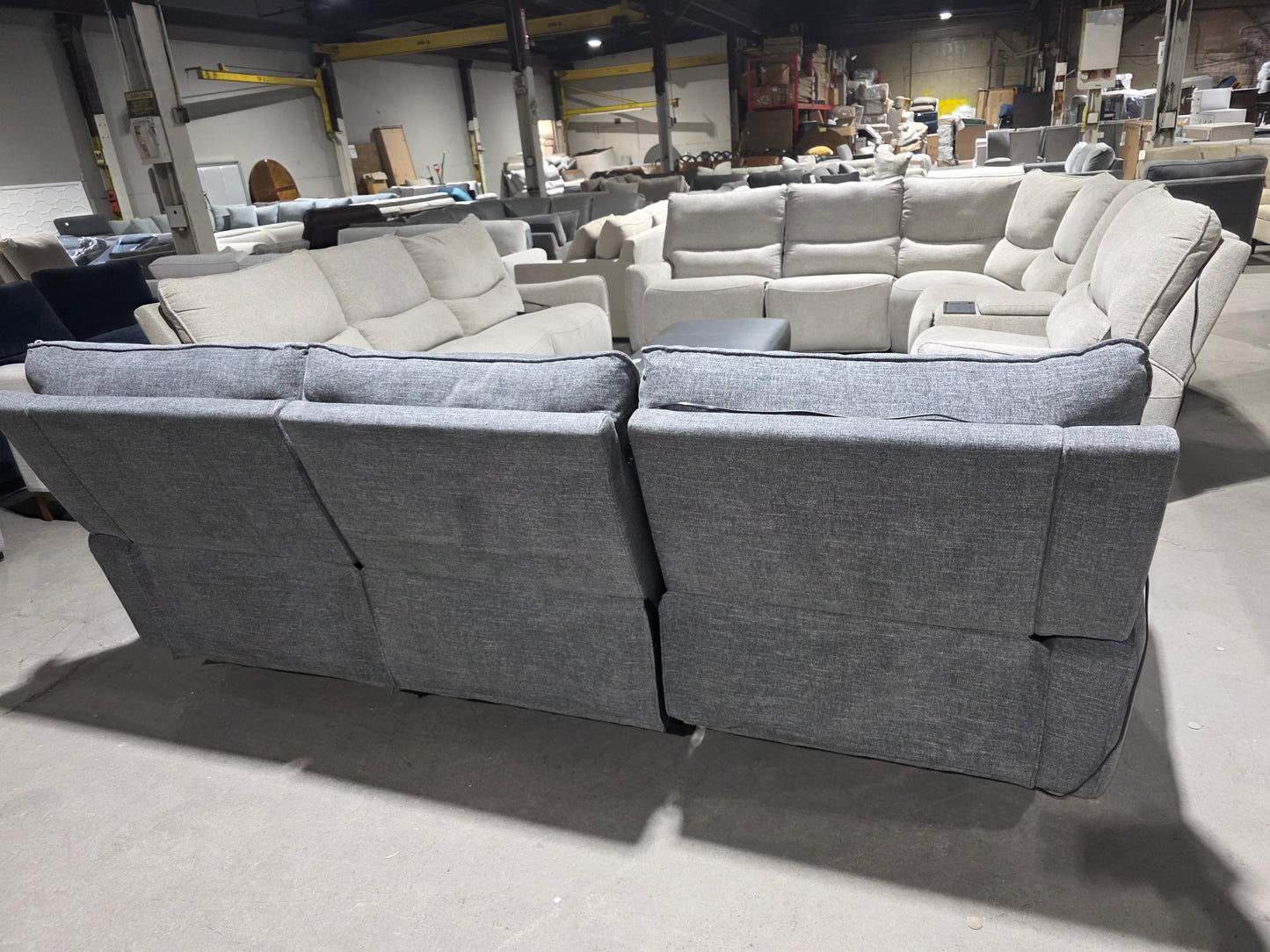 Olper 3-Pc. Fabric Zero Wall Sectional Sofa w/ 1 power recliner