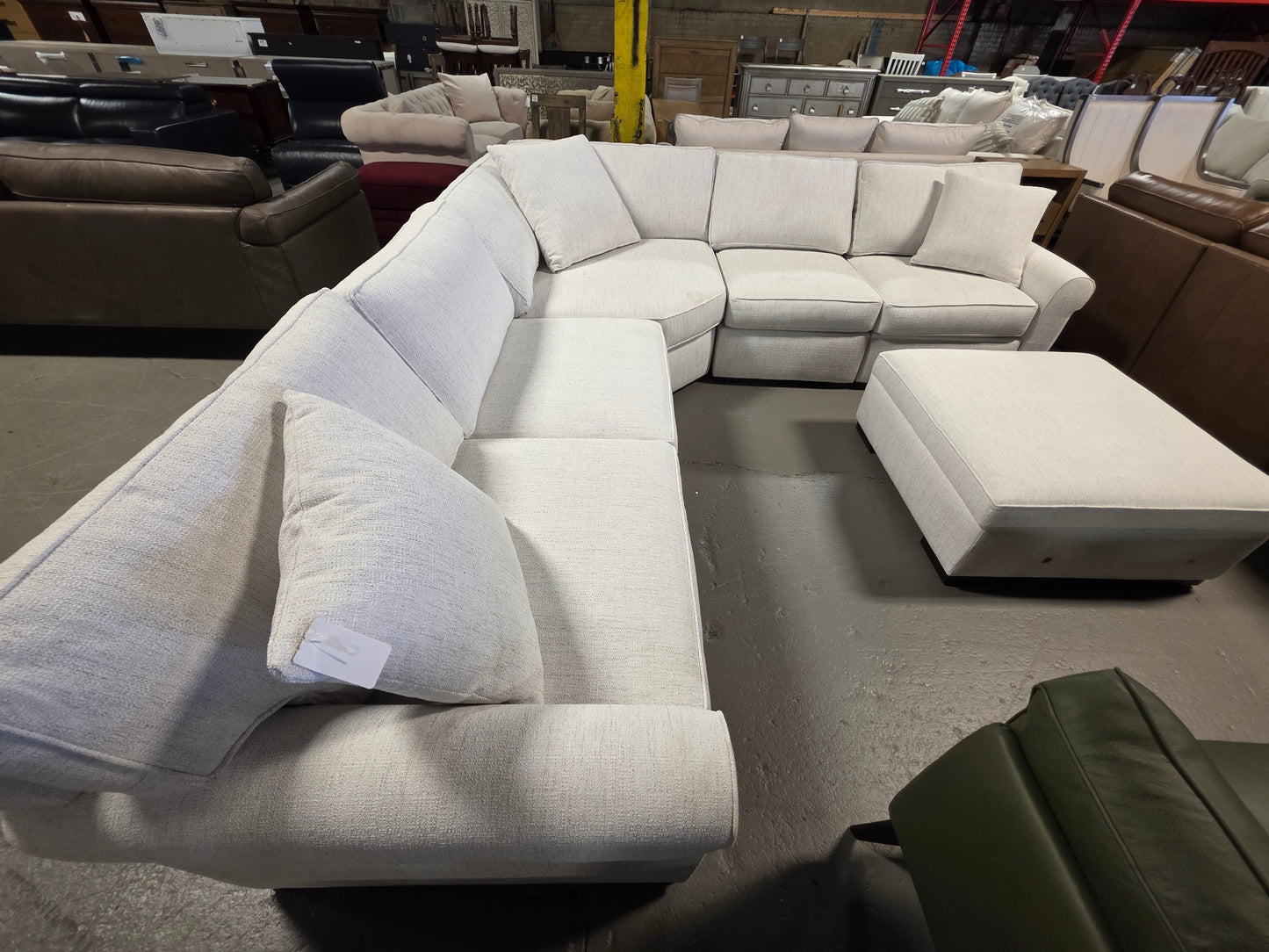 Radley Roll Arm Fabric Sectional Sofa Bed (Natural)