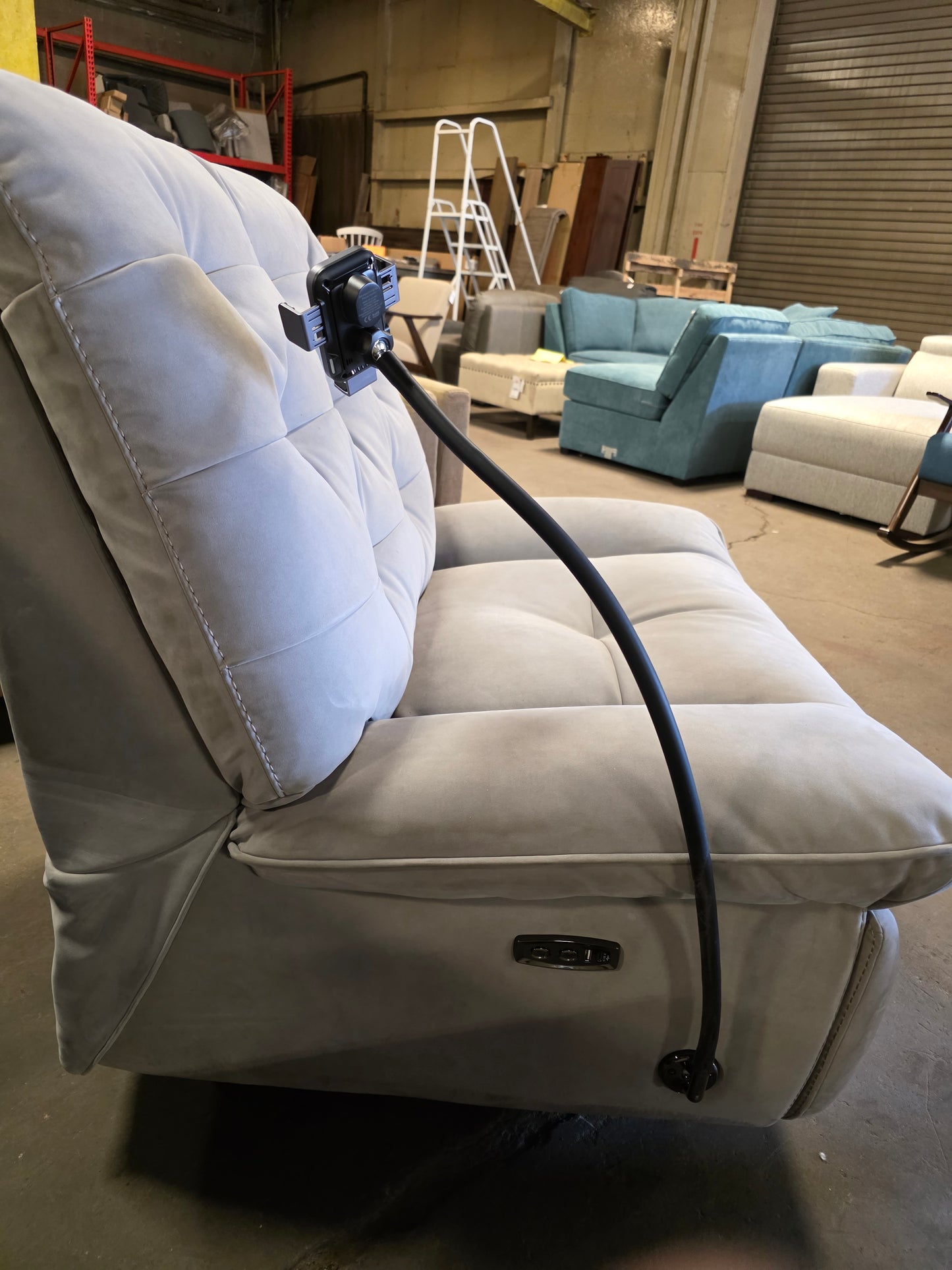 Bovell Fabric Power Swivel Glide Recliner (Light Grey)