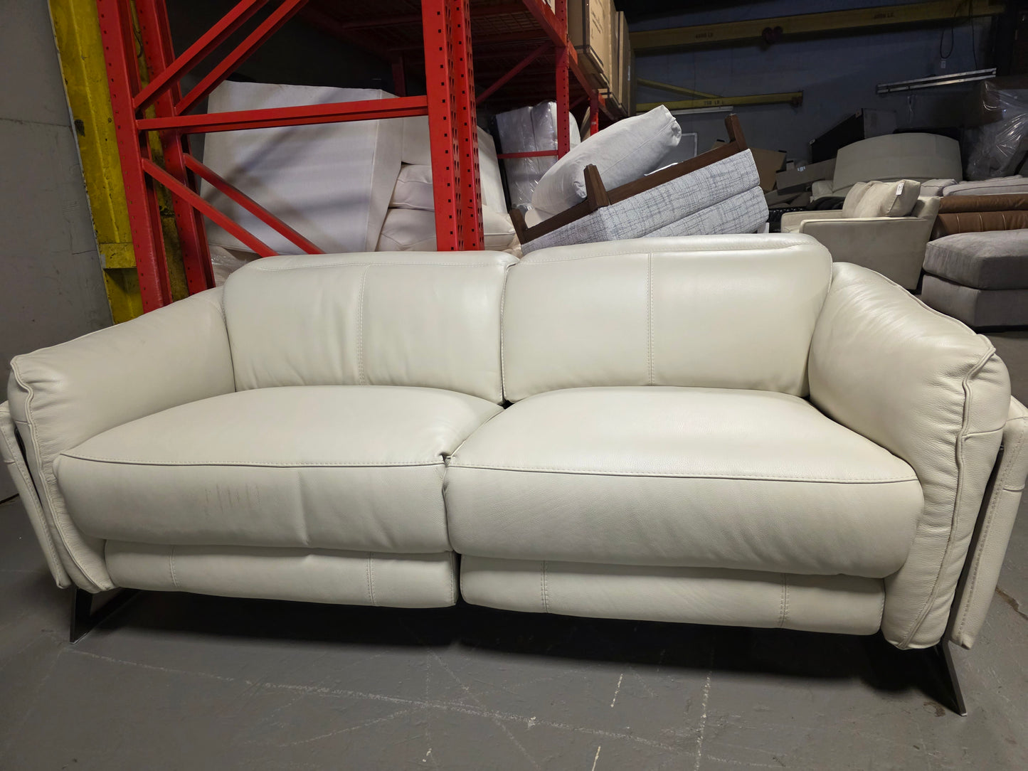 2-Piece Silvio Leather Reclining Loveseat (Frost)