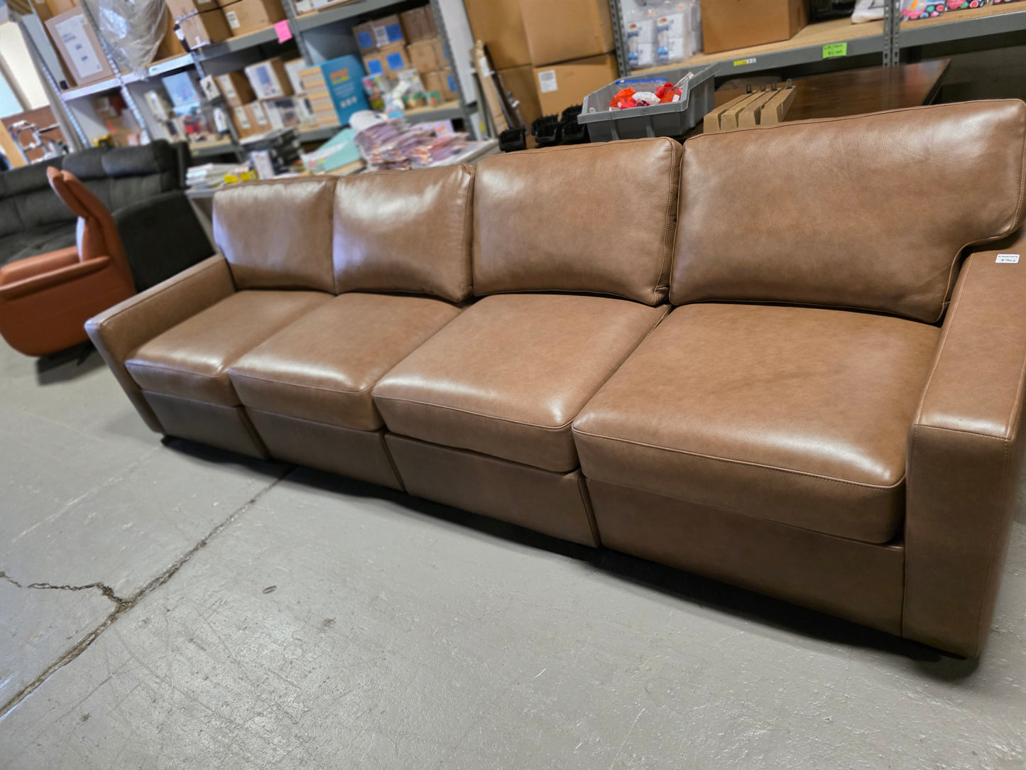 Radley Leather 4-Pc. Sectional Sofa (Light Tan)