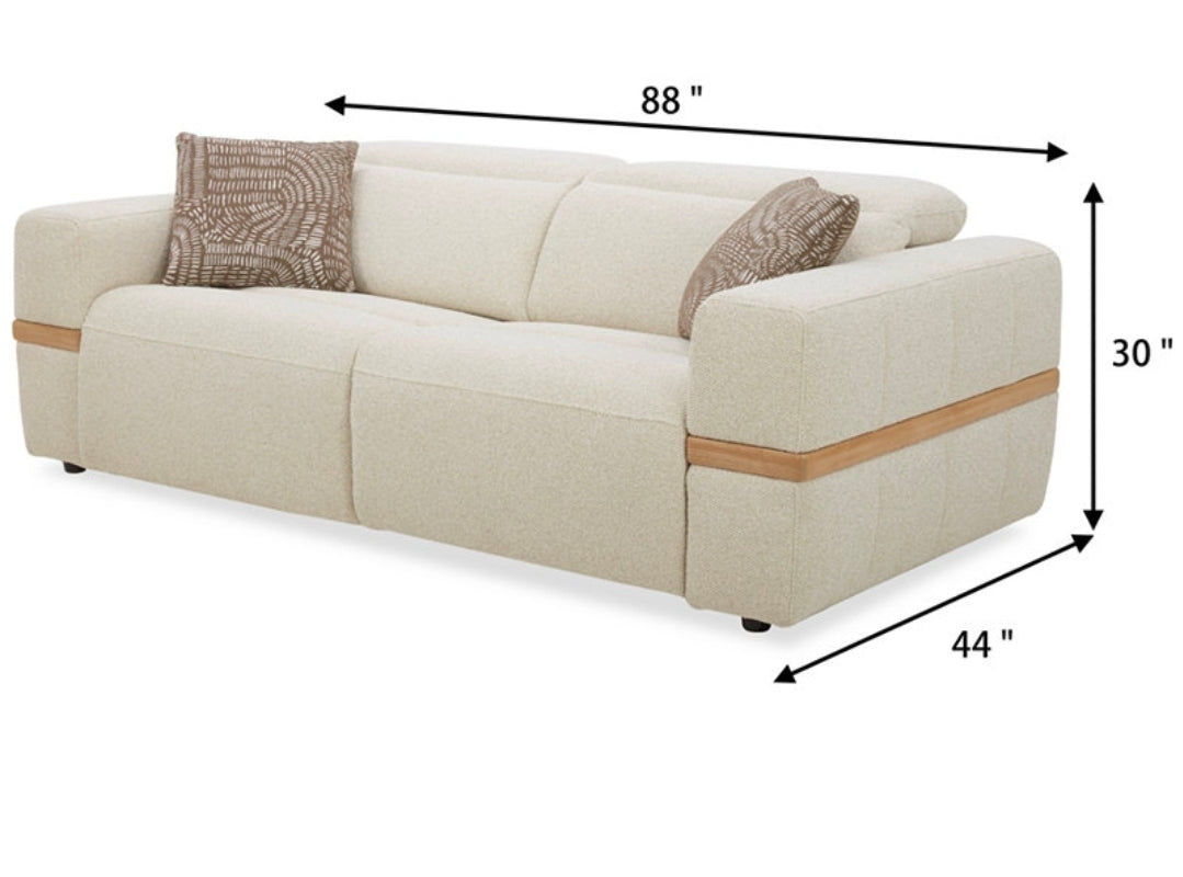 Nierling Fabric Power Motion Sofa with Power Headrest (Linen)