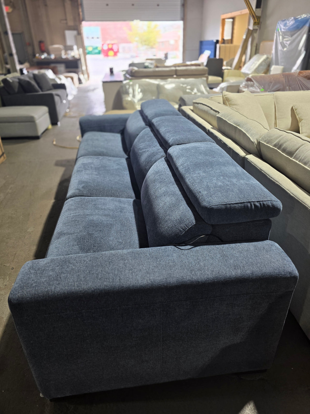 Nevio 3-Pc. Fabric Power Headrest Sectional with 3 Power Motion Chairs