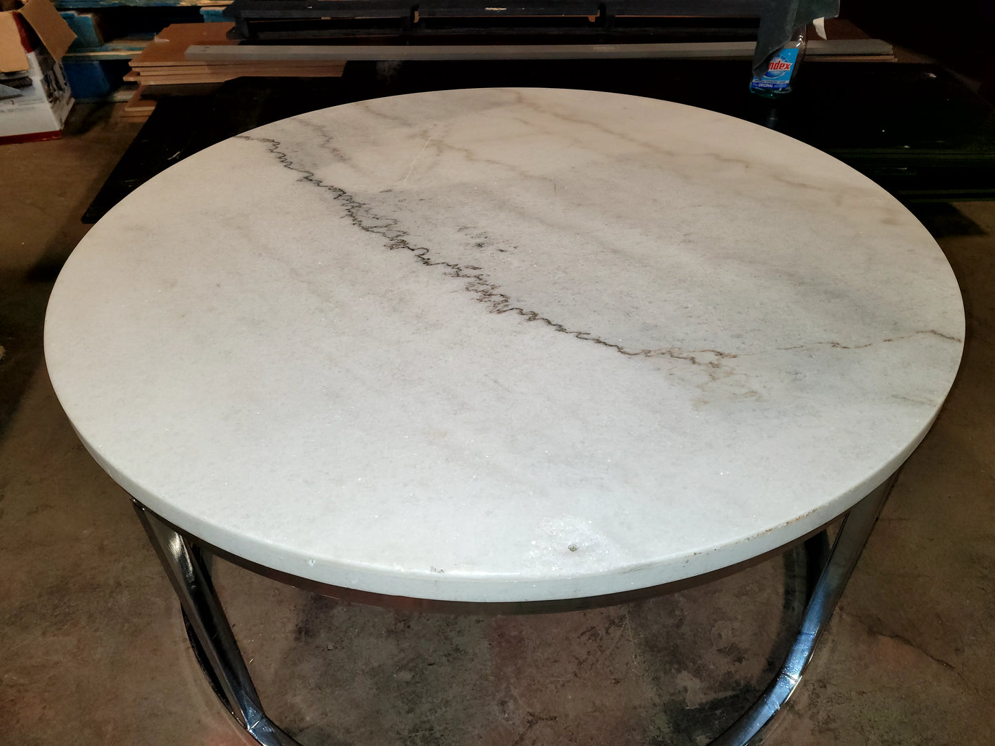 Steve Silver Echo 36" Round Marble and Chrome Cocktail Table