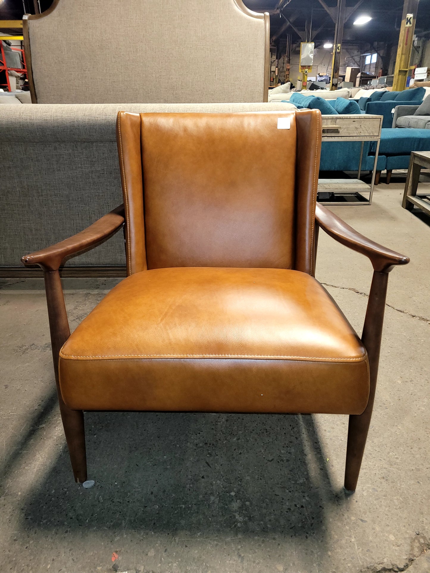 Jollene 29" Leather Winged Accent Chair