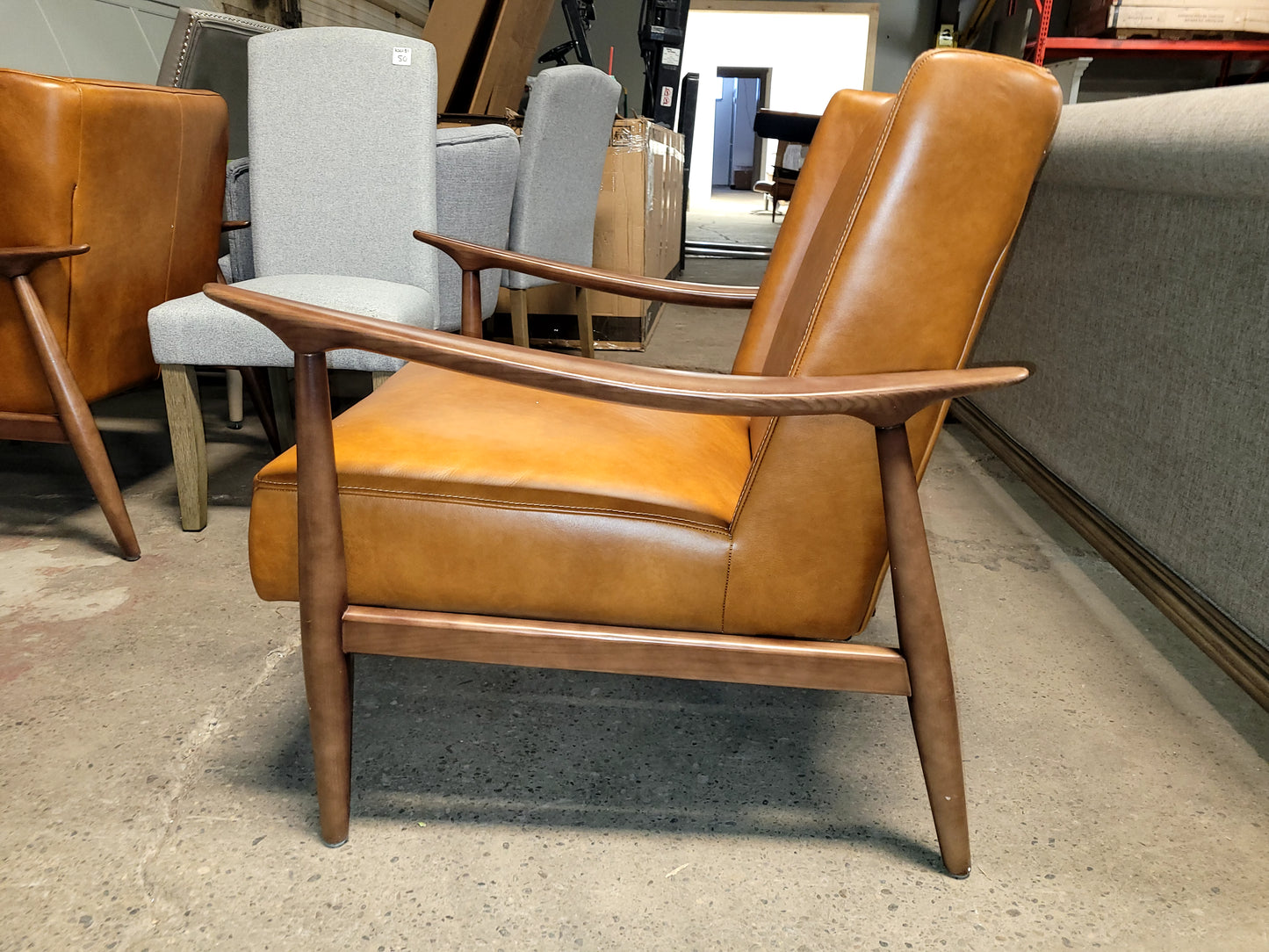 Jollene 29" Leather Winged Accent Chair