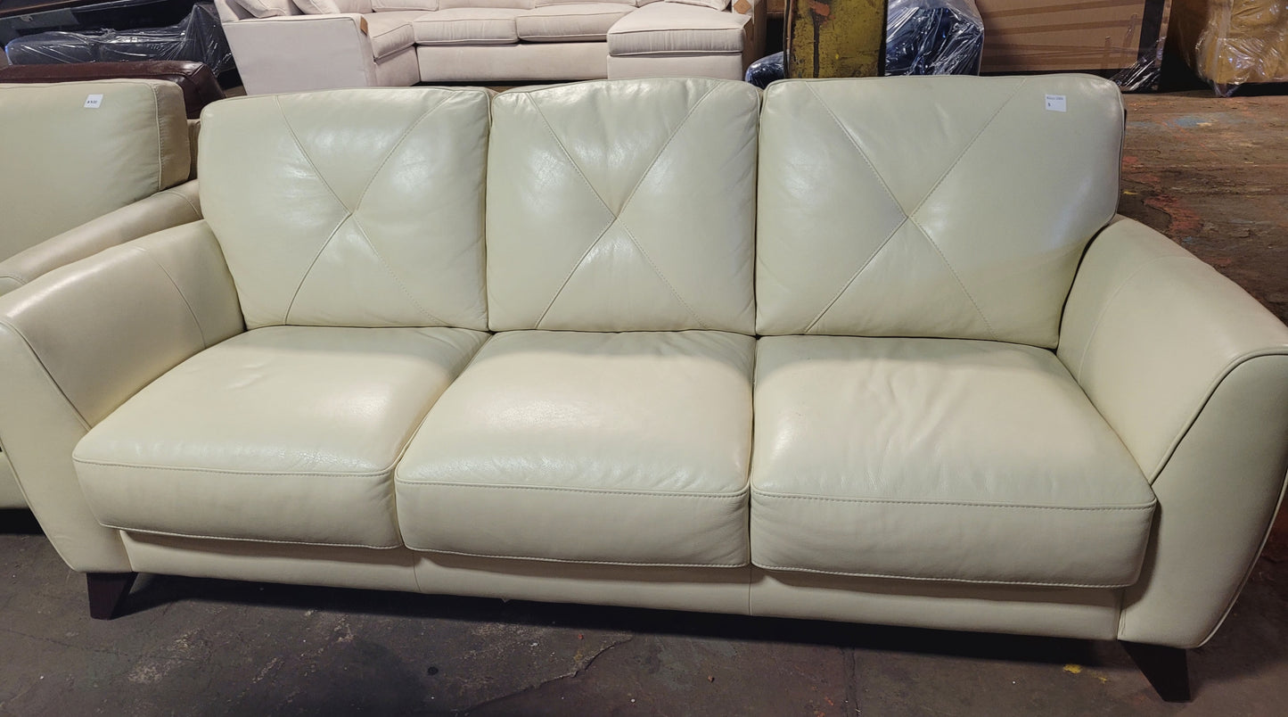 Myia 85" Leather Sofa (Off white)