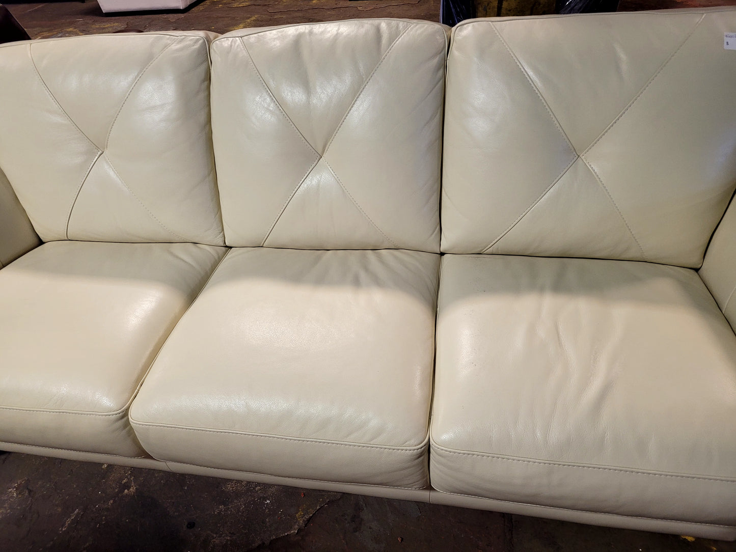 Myia 85" Leather Sofa (Off white)