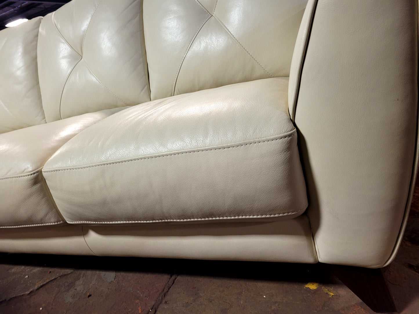 Myia 85" Leather Sofa (Off white)