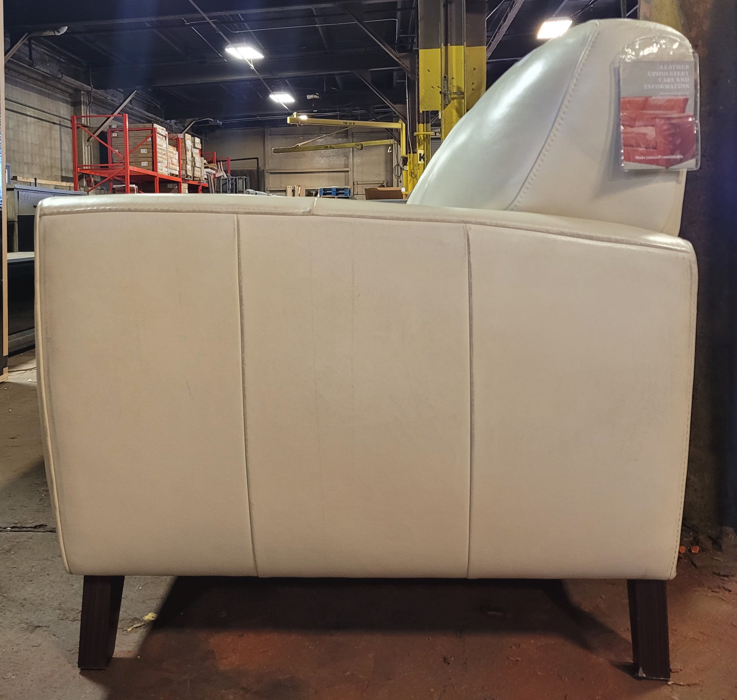 Myia 85" Leather Sofa (Off white)
