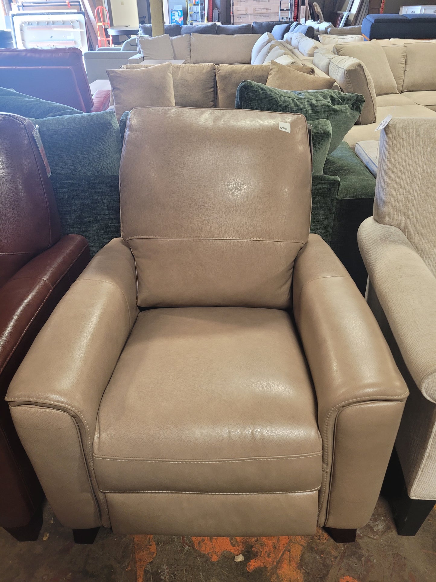 Brayna 35" Classic Leather Pushback Recliner (Classico Taupe)