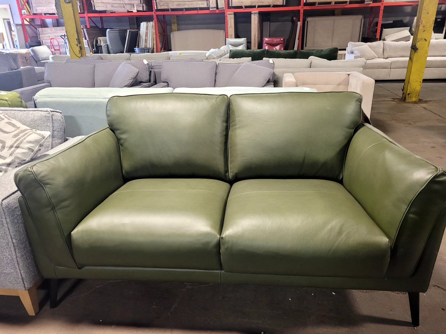 Keery 70" Leather Loveseat (Moss)