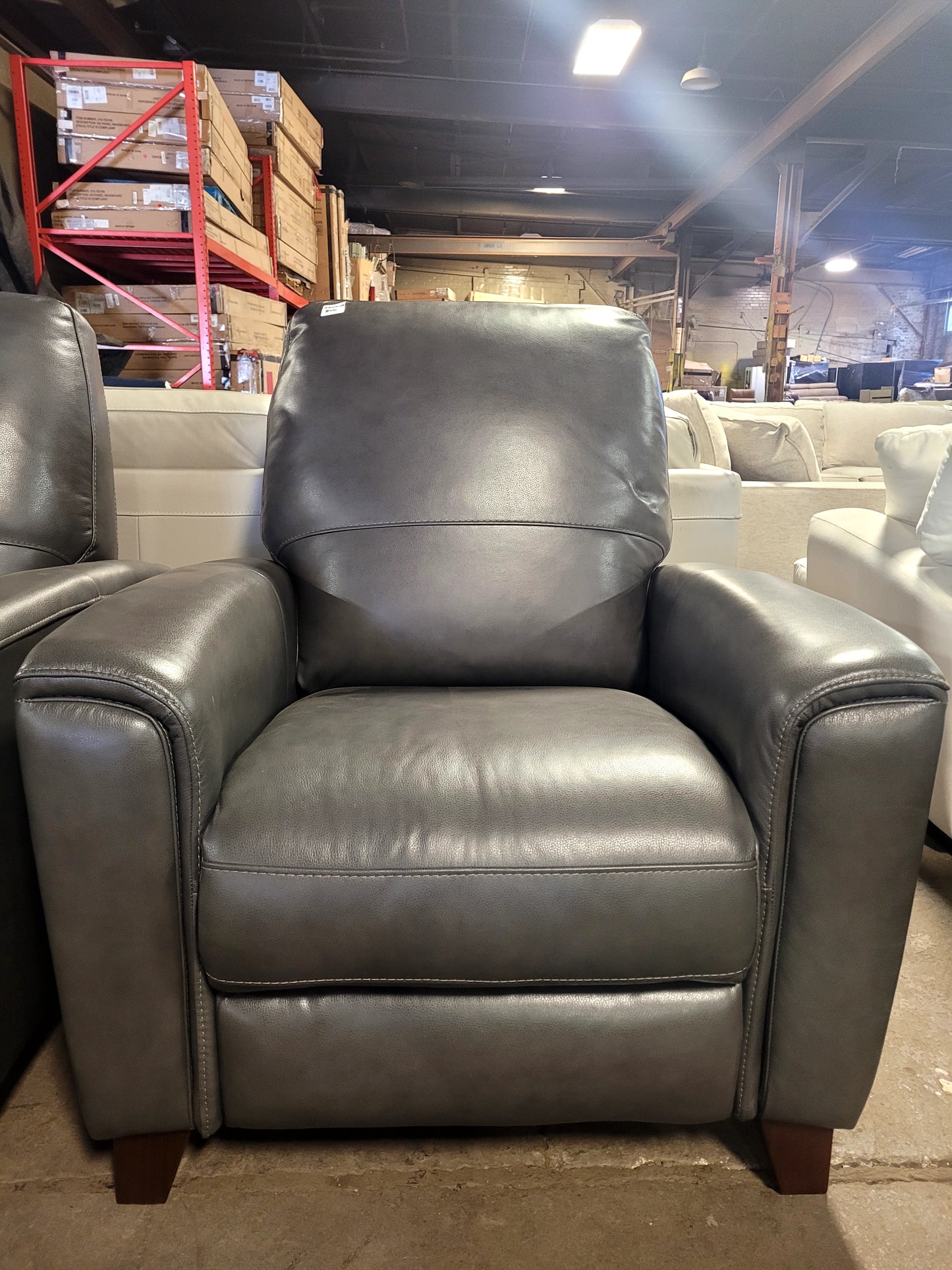 Brayna 35" Classic Leather Pushback Recliner (Charcoal)