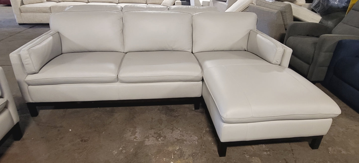 Virton 2-Pc. Leather Chaise Sectional Sofa (Dove Grey)