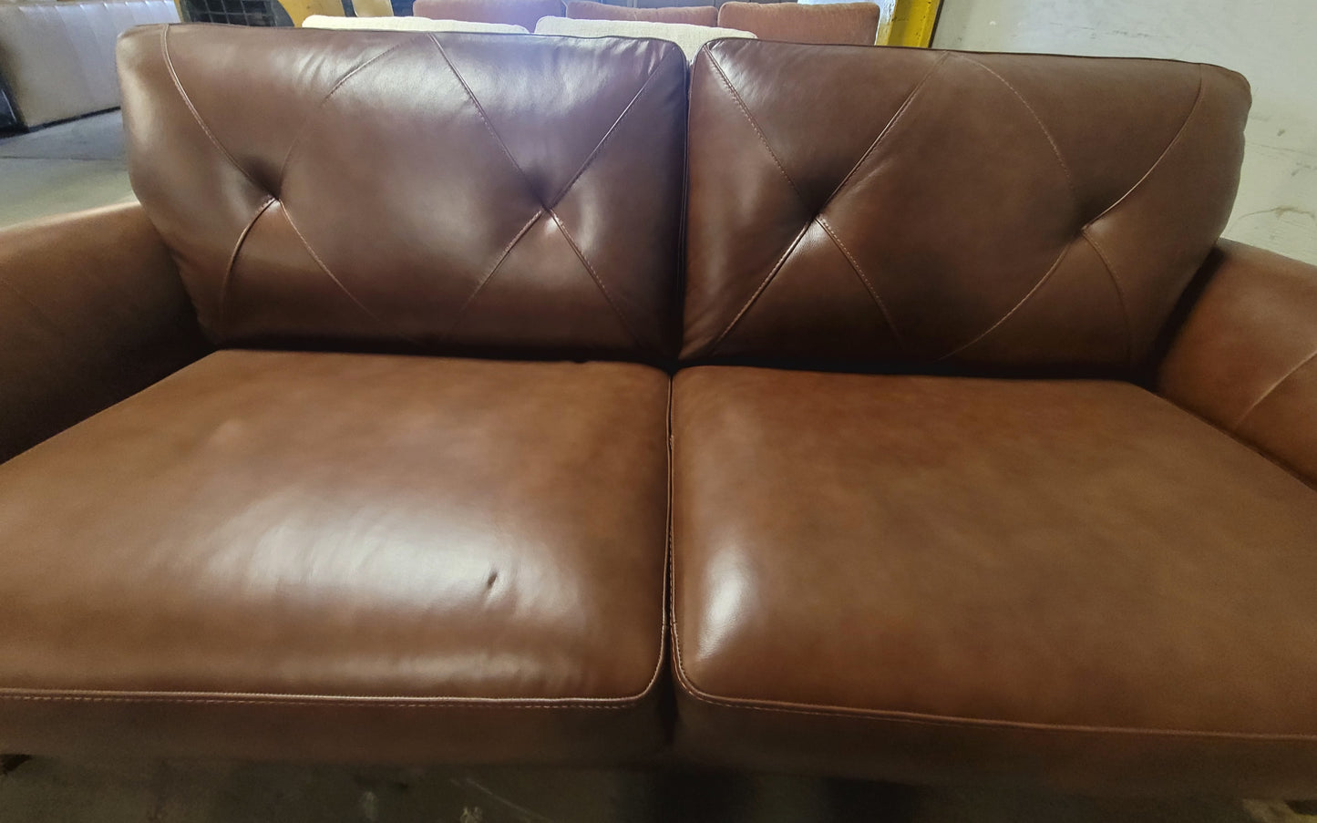 Myia 82" Tufted Back Leather Sofa (brown)