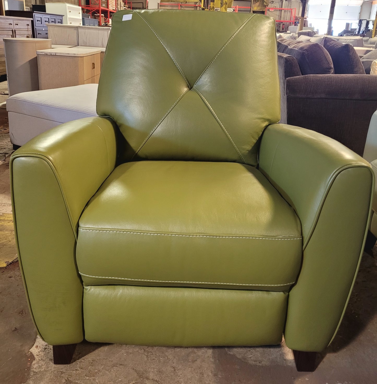 Myia Tufted Back Leather Pushback Recliner (Green Apple)