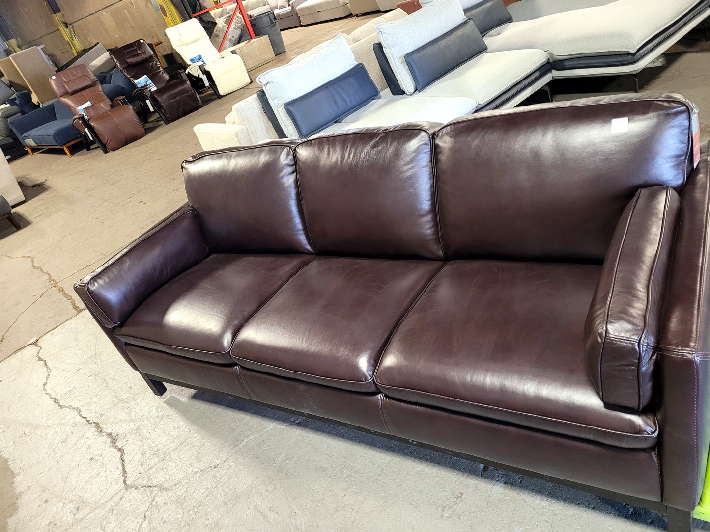 Virton 87" Leather Sofa (Ranch Brown)